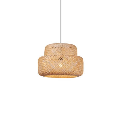 QAZQA Japandi hanglamp zwart met bamboe- Kea afbeelding