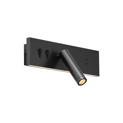 QAZQA Wandlamp zwart verstelbaar met USB-C incl. LED - Modric afbeelding
