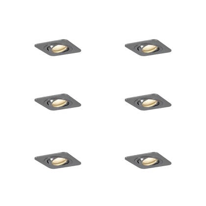 QAZQA Set van 6 afgeronde inbouwspots gunmetal GU10 50mm draai- en afbeelding