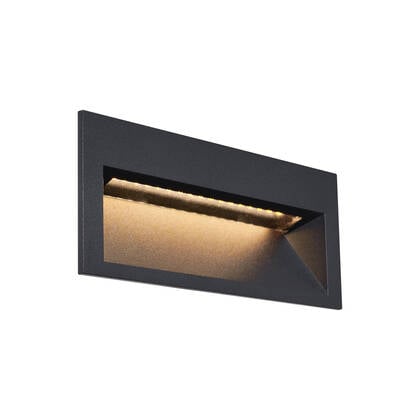 QAZQA Moderne inbouw wandlamp zwart 16cm incl. LED IP65 - Mert afbeelding