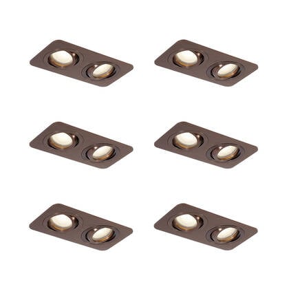 QAZQA Set van 6 afgeronde inbouwspots donkerbrons GU10 50mm draai- en afbeelding