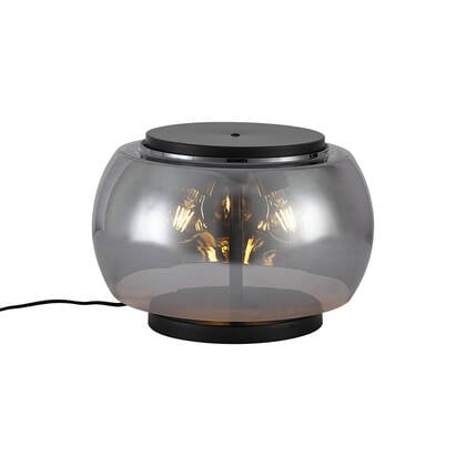 QAZQA Design tafellamp zwart met smoke glas 3-lichts - Bino afbeelding