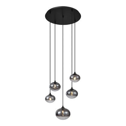 QAZQA Moderne hanglamp zwart met smoke glas - Jia afbeelding