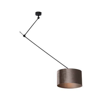 QAZQA Hanglamp zwart met velours kap taupe 35cm - Blitz afbeelding