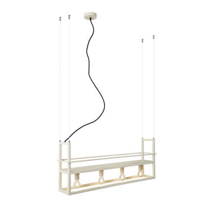 QAZQA Industriële hanglamp beige 4-lichts - Cage Rack afbeelding