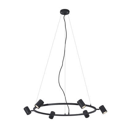 QAZQA Moderne hanglamp zwart 6-lichts - Jeana Circle afbeelding