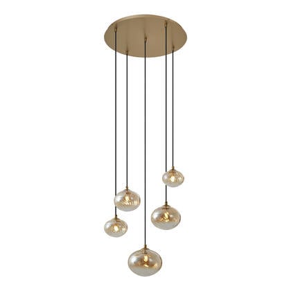 QAZQA Art Deco hanglamp goud met amber glas - Jia afbeelding