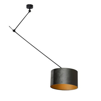 QAZQA Hanglamp zwart met velours kap groen 35cm - Blitz afbeelding