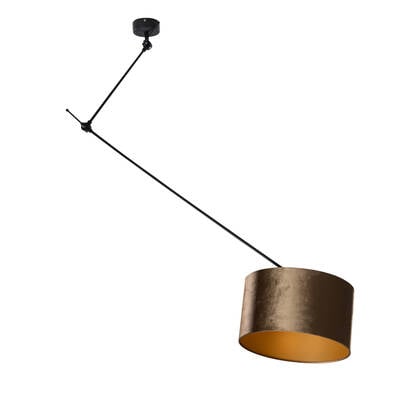 QAZQA Hanglamp zwart met velours kap brons 35cm - Blitz afbeelding