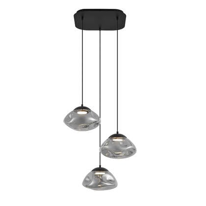 QAZQA Design hanglamp zwart met smoke glas 3-lichts - Gus afbeelding