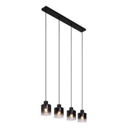 QAZQA Moderne hanglamp zwart met smoke glas 4-lichts - Dame afbeelding