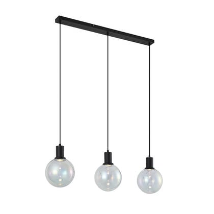 QAZQA Design hanglamp zwart met regenboog glas langwerpig 3-lichts - afbeelding