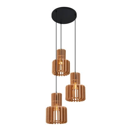 QAZQA Retro hanglamp zwart met oranje 3-lichts - Felt afbeelding