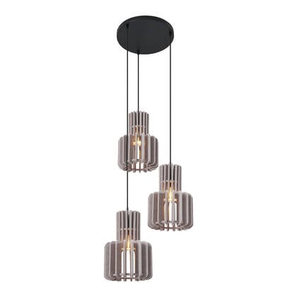 QAZQA Retro hanglamp zwart met taupe 3-lichts - Felt afbeelding