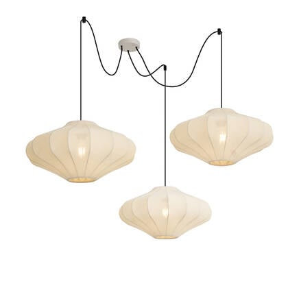 QAZQA Japandi hanglamp beige 50cm 3-lichts - Plu afbeelding