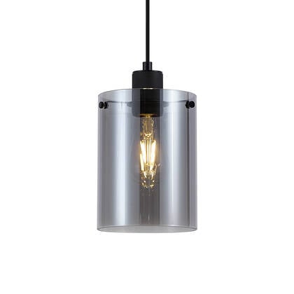QAZQA Design hanglamp zwart met smoke glas - Domo afbeelding