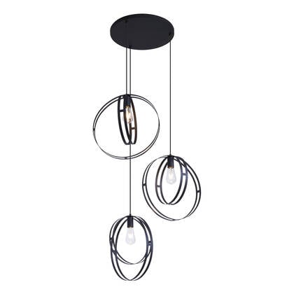 QAZQA Design hanglamp zwart rond 3-lichts - Indu afbeelding