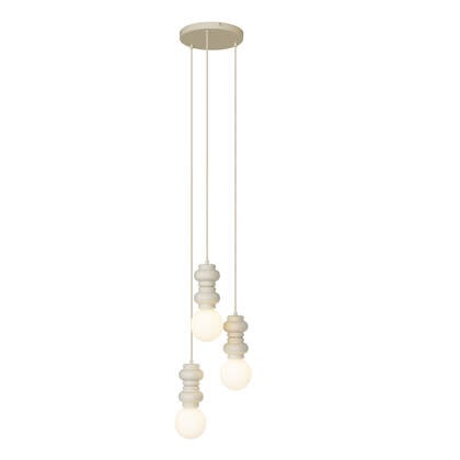 QAZQA Retro hanglamp beige met mat glas 3-lichts - Fedde afbeelding