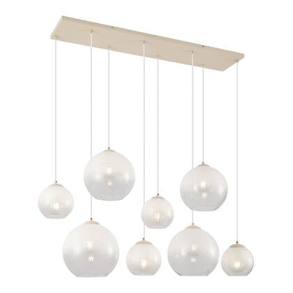 QAZQA Art Deco hanglamp beige met wit glas 8-lichts - Sandra afbeelding