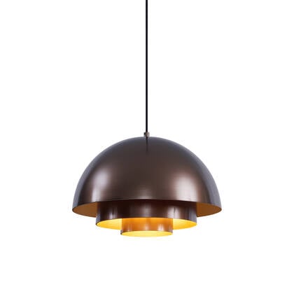QAZQA Scandinavische hanglamp donkerbrons met gouden binnenkant - afbeelding