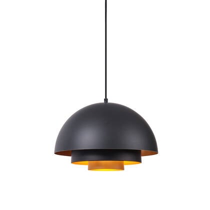 QAZQA Moderne hanglamp zwart met gouden binnenkant - Loes afbeelding