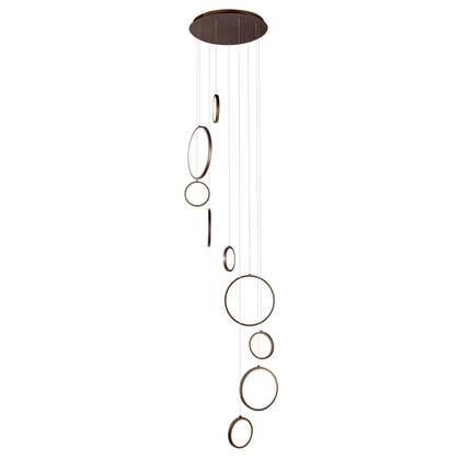 QAZQA Design hanglamp donker brons 9-lichts incl. LED 3-staps dimbaar afbeelding