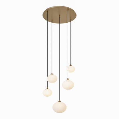 QAZQA Art Deco hanglamp goud met opaal glas 5-lichts - Yani afbeelding