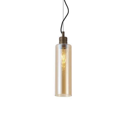 QAZQA Hotel Chique hanglamp donker brons met amber glas - Stavelot afbeelding