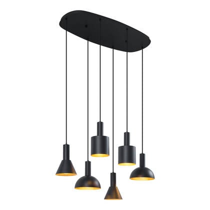 QAZQA Moderne hanglamp zwart 6-lichts - Biles afbeelding