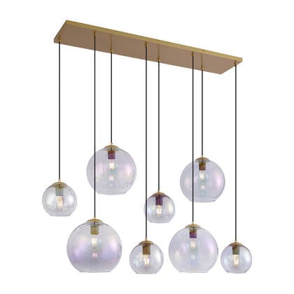 QAZQA Art Deco hanglamp goud met regenboog glas 8-lichts - Sandra afbeelding