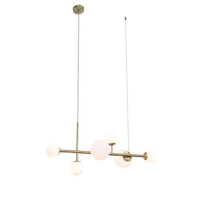 QAZQA Hotel Chique hanglamp goud met opaal wit glas 6-lichts - Monaco afbeelding