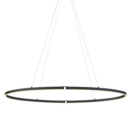 QAZQA Design hanglamp zwart ovaal 120cm incl. LED 3-staps dimbaar - afbeelding