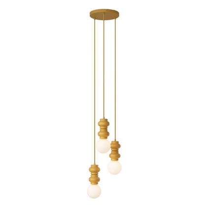 QAZQA Retro hanglamp okergeel met mat glas 3-lichts - Fedde afbeelding