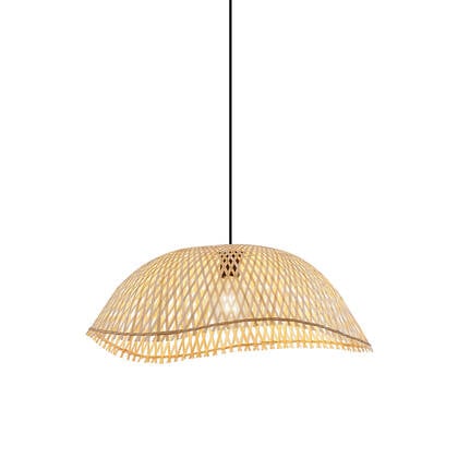 QAZQA Bohemian hanglamp zwart met bamboe - Lily afbeelding