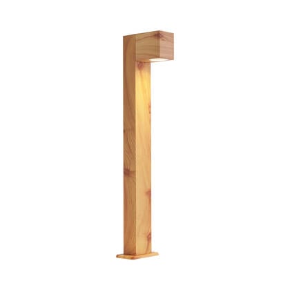 QAZQA Moderne staande buitenlamp aluminium met hout print 65cm IP44 - afbeelding