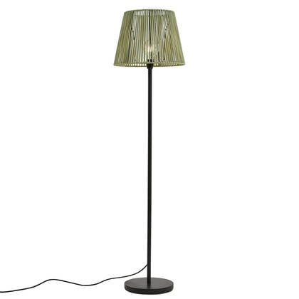 QAZQA Buiten vloerlamp zwart met kap groen touw IP44 - Virginia Jayla afbeelding