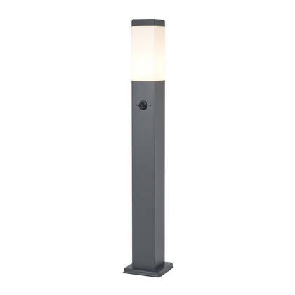 QAZQA Buitenlamp donkergrijs met opaal glas 80cm IP44 met stopcontact afbeelding