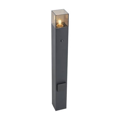 QAZQA Modern buiten paaltje zwart met smoke glas 70cm met afbeelding