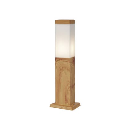 QAZQA Moderne staande buitenlamp staal met hout print 45cm IP44 - afbeelding