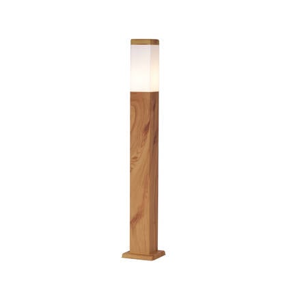QAZQA Moderne staande buitenlamp staal met hout print 80cm IP44 - afbeelding