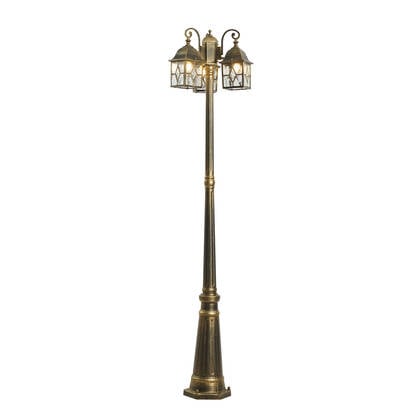 QAZQA Klassieke buiten lantaarn antiek goud met helder glas 198cm afbeelding