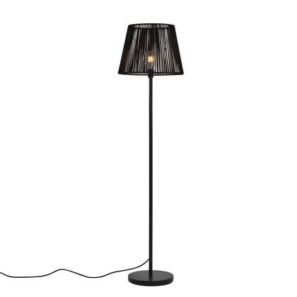 QAZQA Buiten vloerlamp zwart met kap zwart touw IP44 - Virginia Jayla afbeelding
