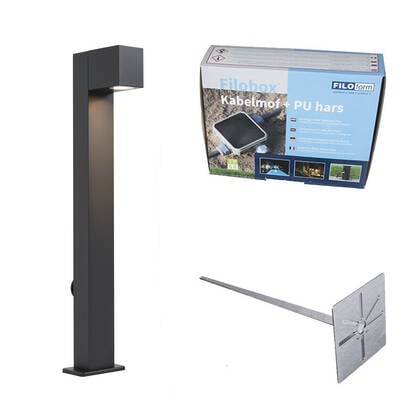 QAZQA Buitenlamp zwart met grondpin en kabelmof 65cm incl. afbeelding