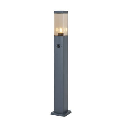 QAZQA Buitenlamp donkergrijs met smoke glas 80cm IP44 met stopcontact afbeelding