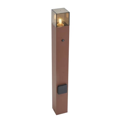 QAZQA Industrieel buiten paaltje roestbruin met smoke glas 70cm met afbeelding