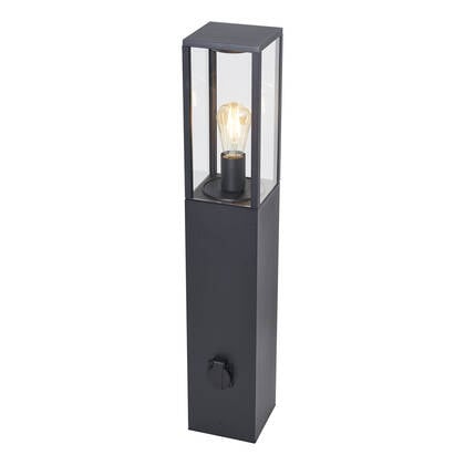 QAZQA Moderne staande buitenlamp zwart 80cm met stopcontact IP44 - afbeelding