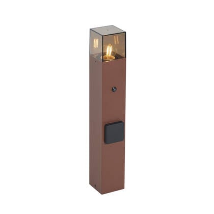 QAZQA Industrieel buiten paaltje roestbruin met smoke glas 50cm met afbeelding