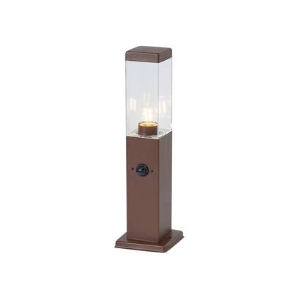 QAZQA Buitenlamp roestbruin met helder glas 45cm IP44 met stopcontact afbeelding