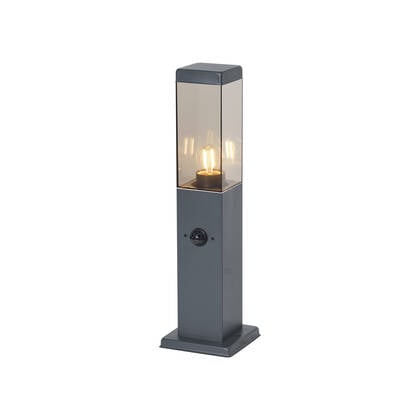 QAZQA Buitenlamp donkergrijs met smoke glas 45cm IP44 met stopcontact afbeelding