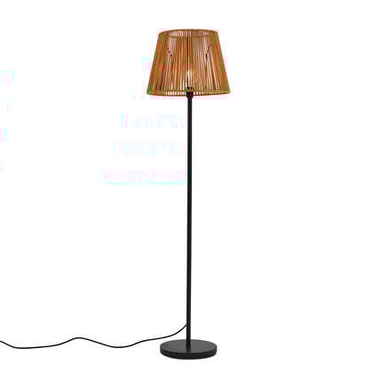 QAZQA Buiten vloerlamp zwart met kap oranje touw IP44 - Virginia afbeelding